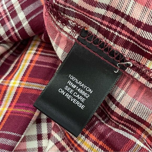 Torrid Puff Sleeve Twill Plaid Shirt Top 2X - Picture 3 of 4